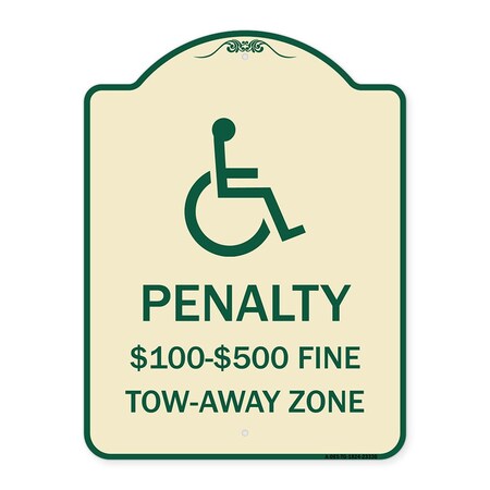 Signmission Penalty $100 $500 Fine Tow-Away Zone Heavy-Gauge Aluminum Sign, 24" x 18", TG-1824-23330 A-DES-TG-1824-23330